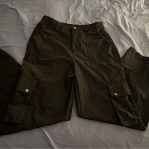 Women's Wide Leg Cargo Pants - Black